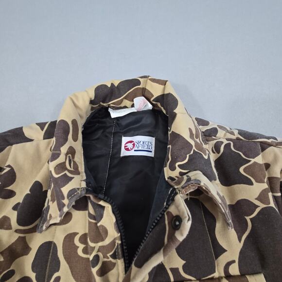 Vtg Sports Afield Insultated Camo Men's Hooded Full Zip Hunting Jacket Medium - Picture 6 of 15